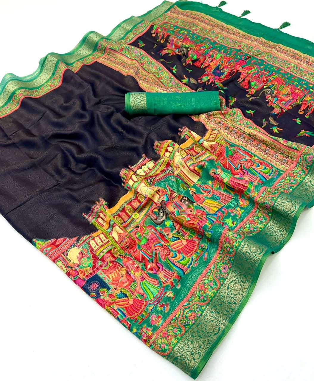RajMata Series Aahana Soft Nylon Viscous fabric Multicolor Direct Print on saree wholesale in surat
